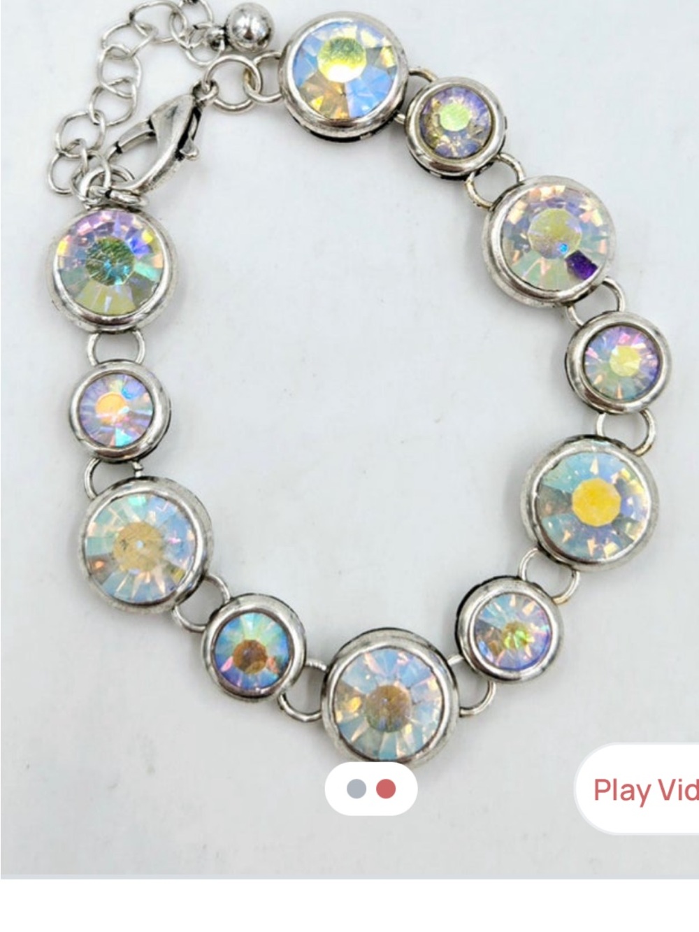 Trendy boutique Iridescent Crystal Link Bracelet - Silver